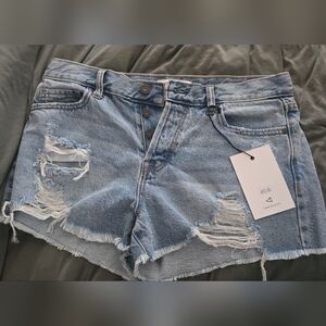 Distressed Light Blue Jean Shorts